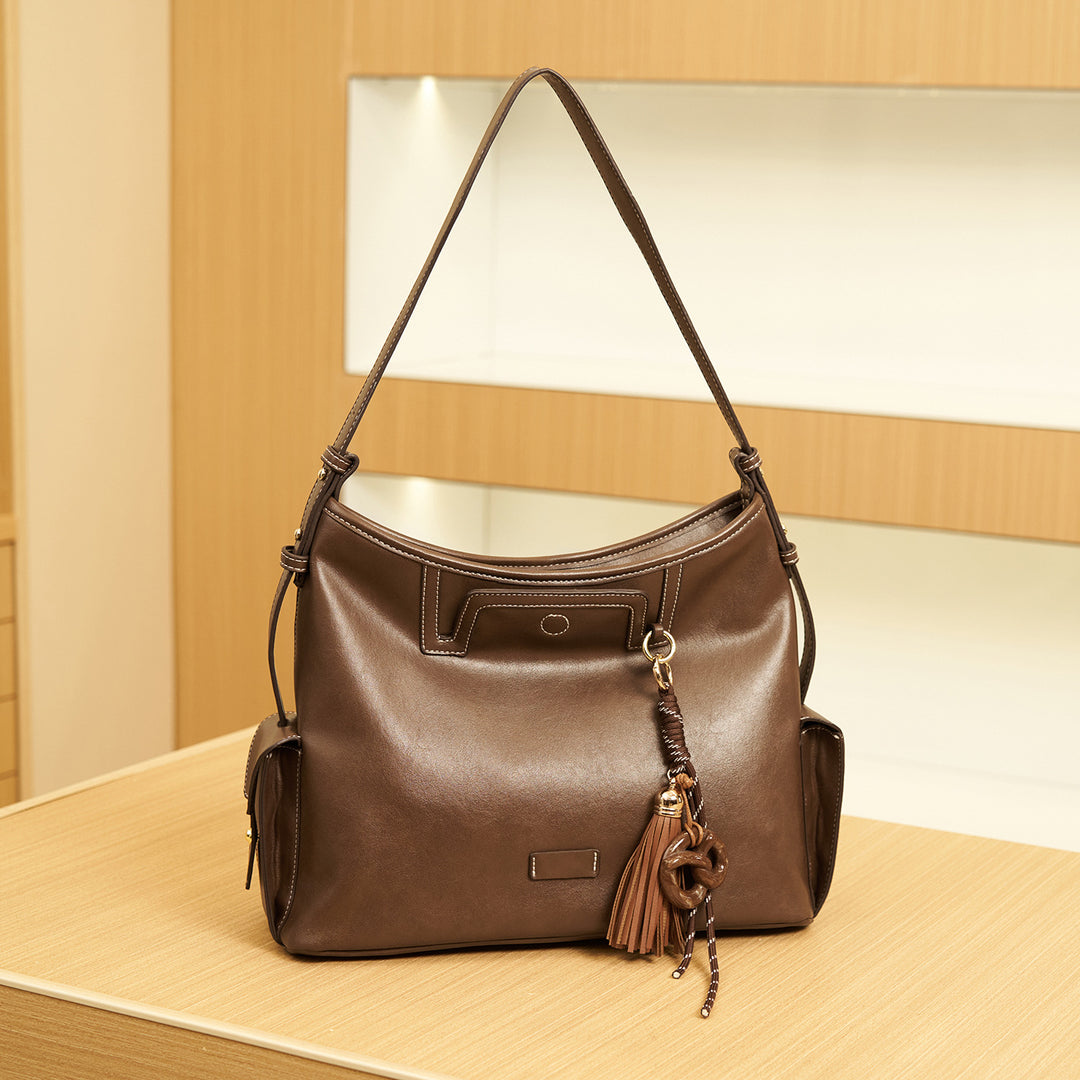 Stylish Leather Hobo Handbag