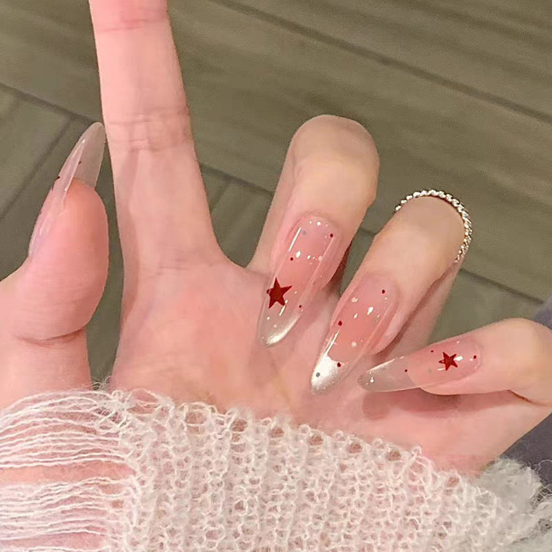 Artistic Press-On Nail Set with Elegant Floral and Decorative Accents Stornfield