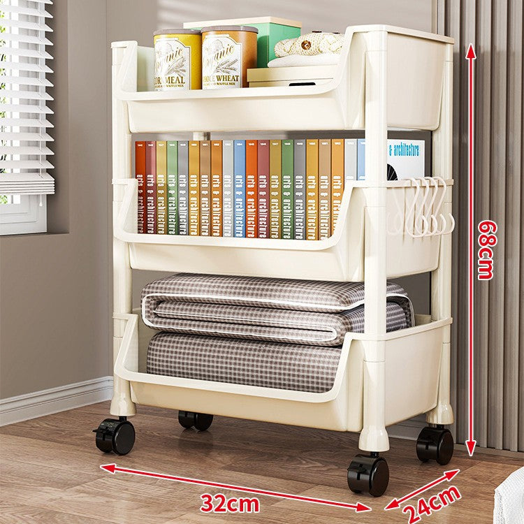 Compact Two-Tier Rolling Utility Cart with Deep Removable Plastic Bins