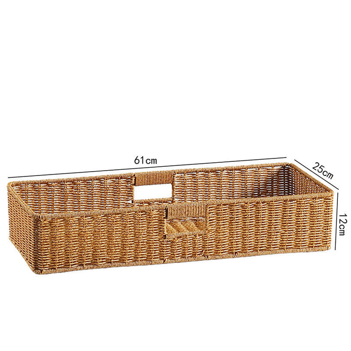Large Handwoven Rectangular Storage Basket with Cutout Handles Stornfield