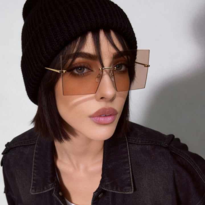 Women's fashion square sunglasses with wide lenses and delicate metal frame Stornfield