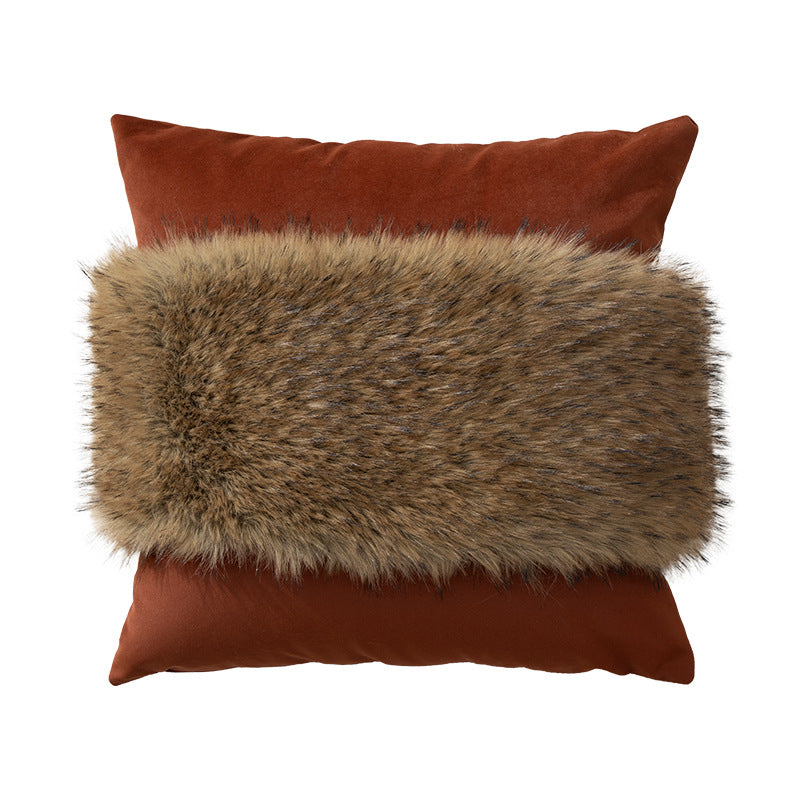 Decorative cushion set with heart-shaped faux fur cushion and two velvety back cushions Stornfield