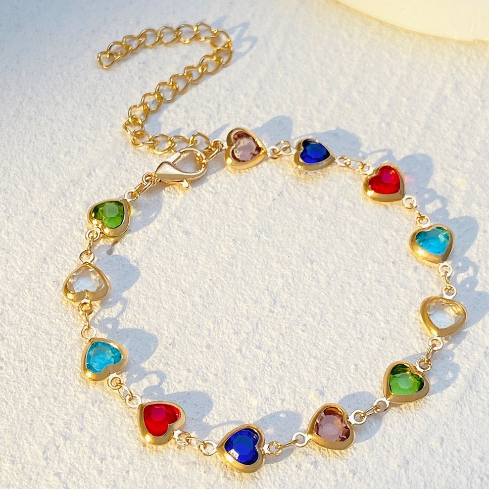 Heart-Shaped Gemstone Charm Bracelet Stornfield