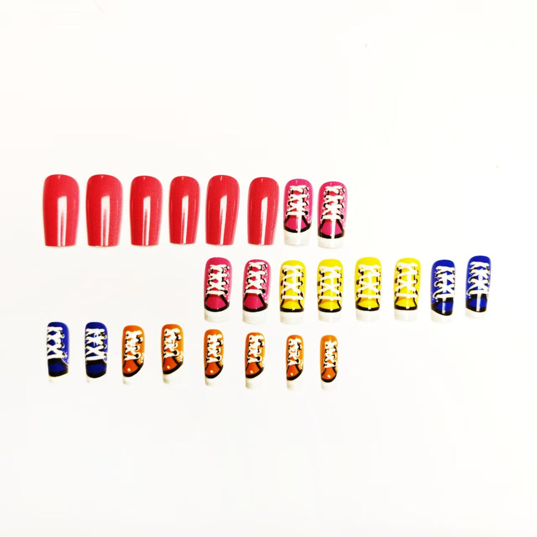 Creative art nails in colorful sneaker design Stornfield