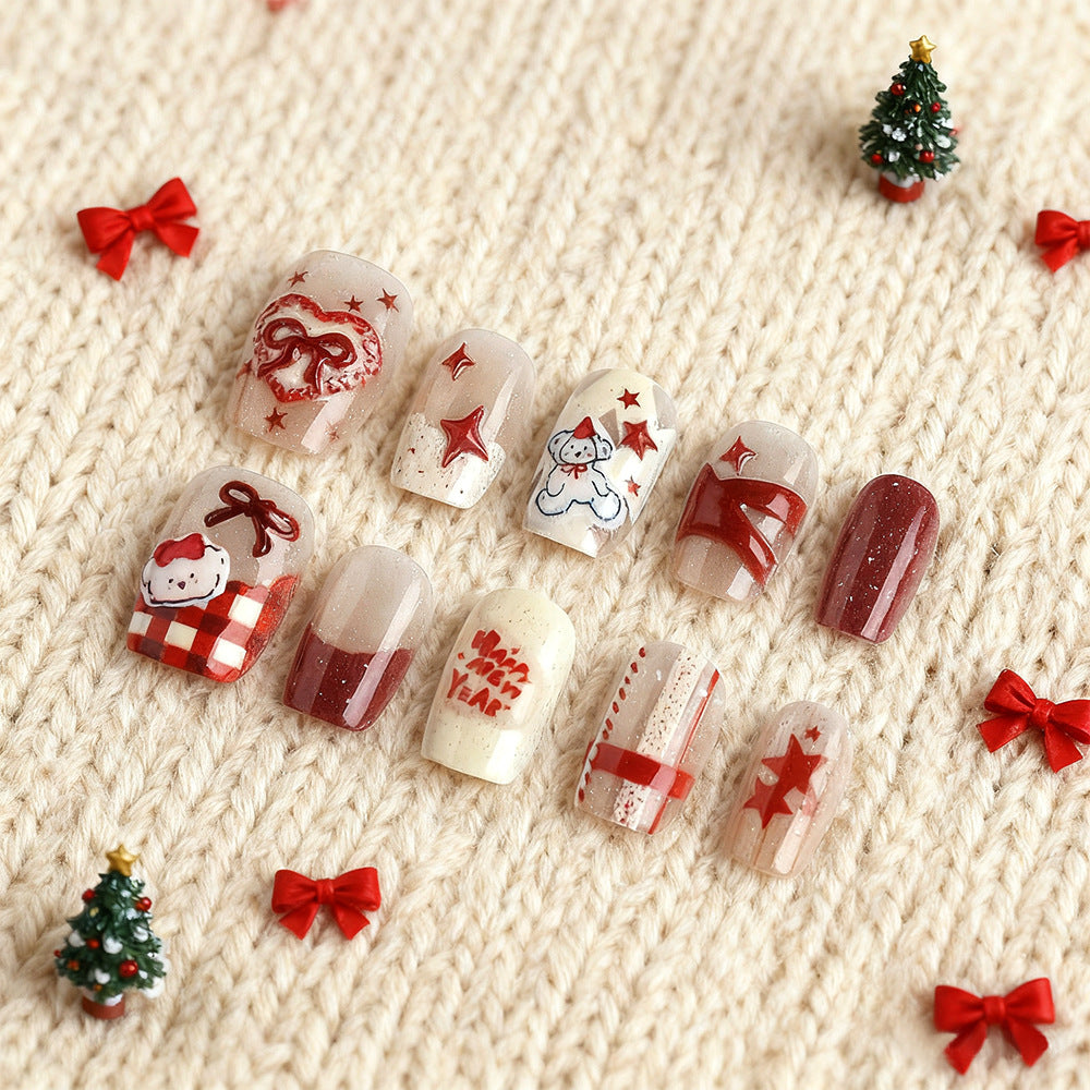 Festive Winter-Themed Press-On Nails Stornfield