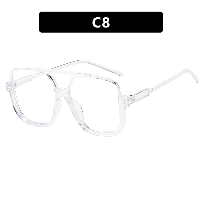 Women's square sunglasses with transparent frame and green tinted lenses Stornfield