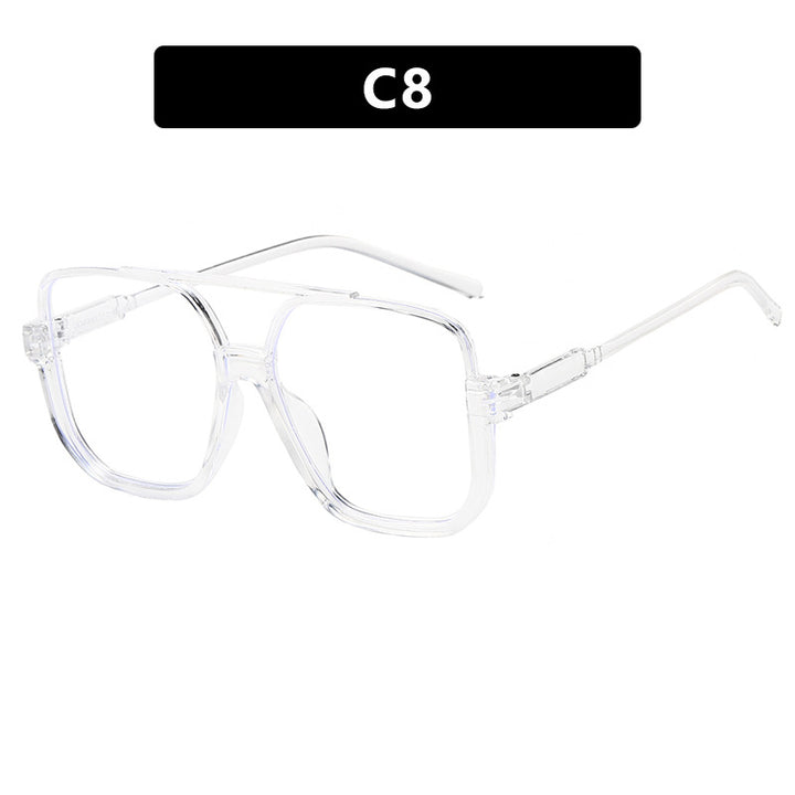 Women's square sunglasses with transparent frame and green tinted lenses Stornfield