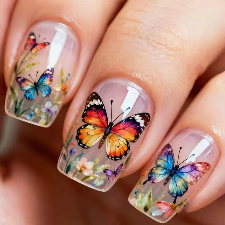 Creative Art Nails with Colorful Butterfly Design Stornfield