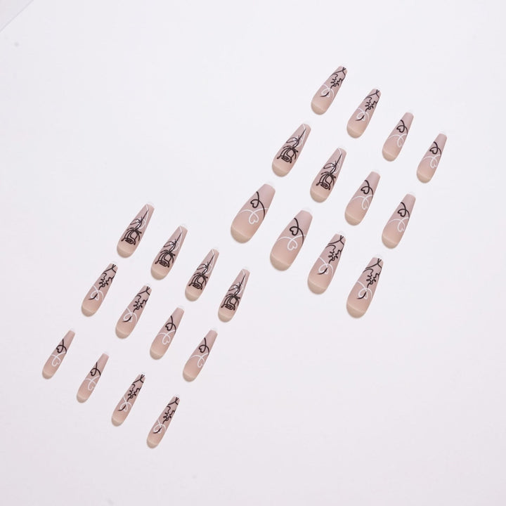 Artful nail extensions with creative line and heart design Stornfield