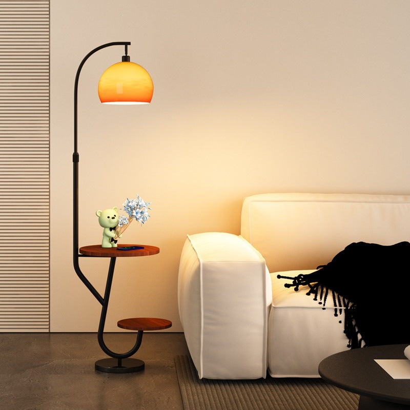 Multi-Functional Artistic Floor Lamp with Integrated Side Table