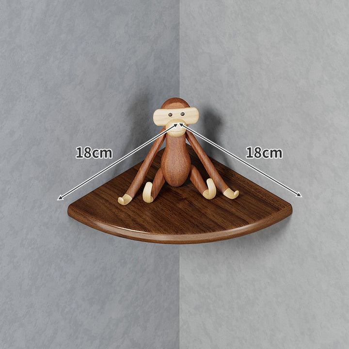 Quarter-Round Corner Floating Wall Shelf with Concealed Brackets