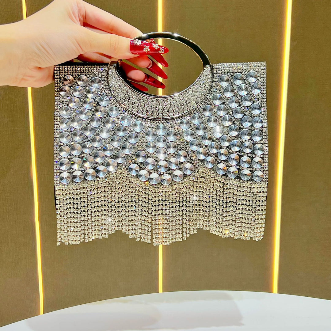 Rhinestone Fringe Evening Clutch