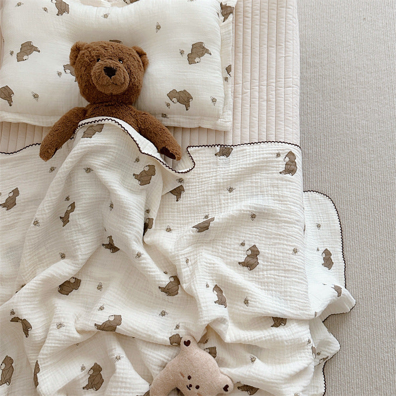 Unisex Mull blanket with cute bear design Stornfield