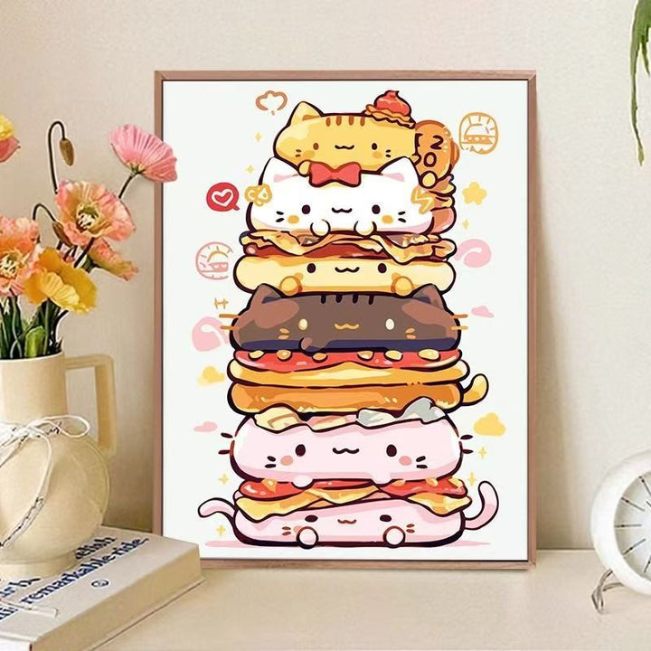 Playful Cat-Themed Food Art Print Stornfield