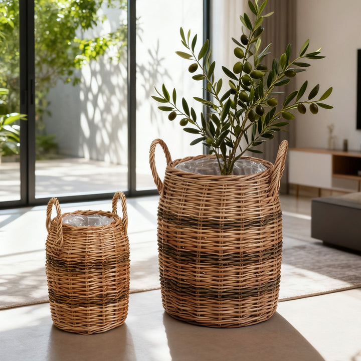 Handcrafted storage basket with natural fiber Stornfield
