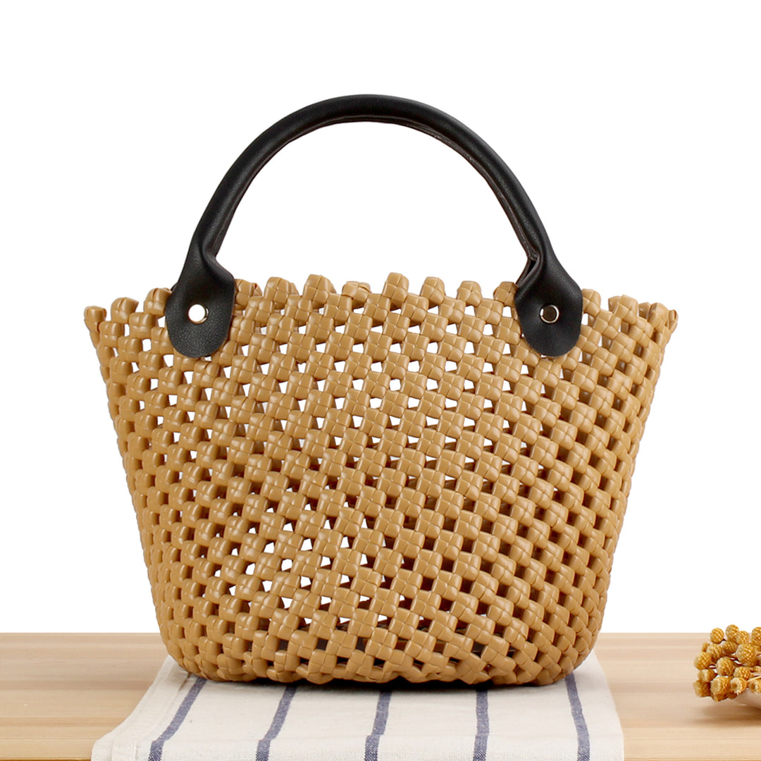 Braided shopping bag with practical leather handles Stornfield