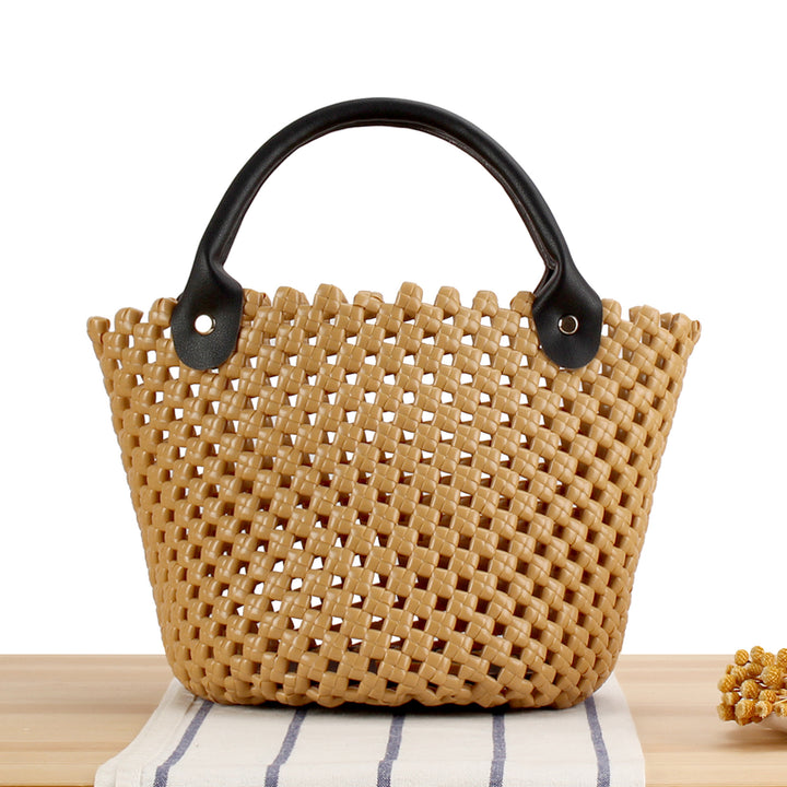 Braided shopping bag with practical leather handles Stornfield