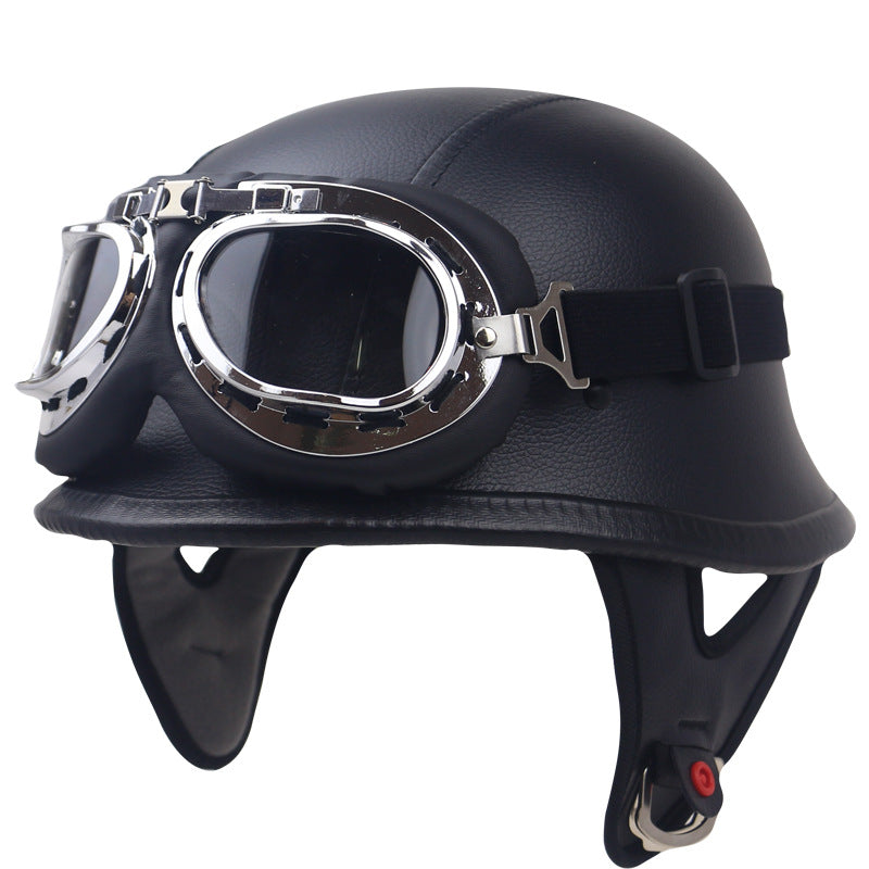 Vintage Carbon Fiber Motorcycle Helmet with Goggles Stornfield