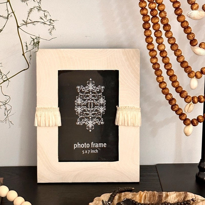 Decorative Photo Frame with Fringe Accents