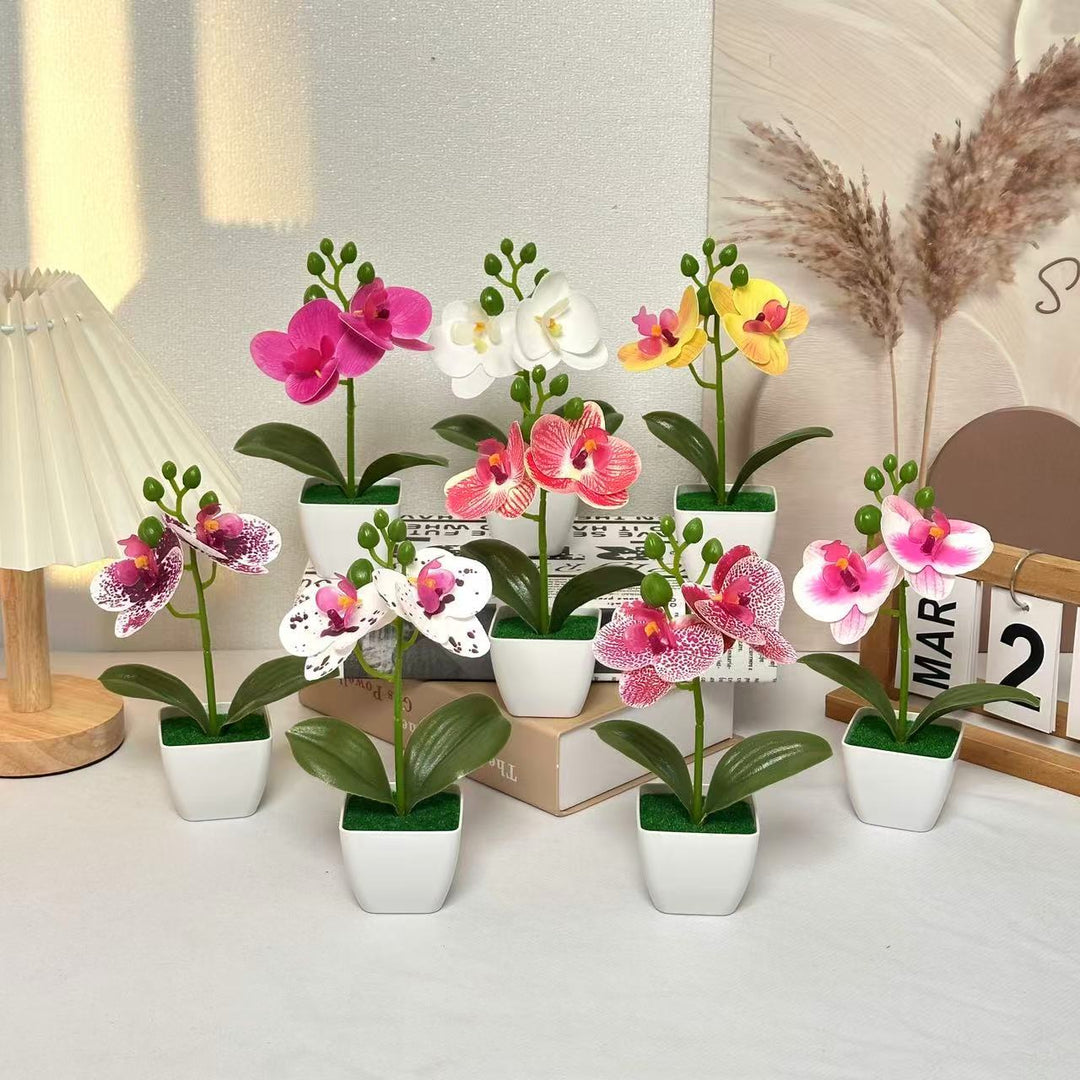 Lifelike Floral Orchid Display for Indoor Home Decor