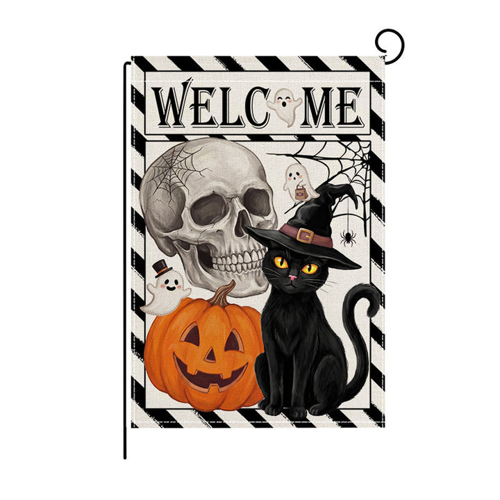 Heavy-Duty Halloween Spun-Polyester Decorative Yard Flag with Playful Ghosts and Jack-o'-Lanterns