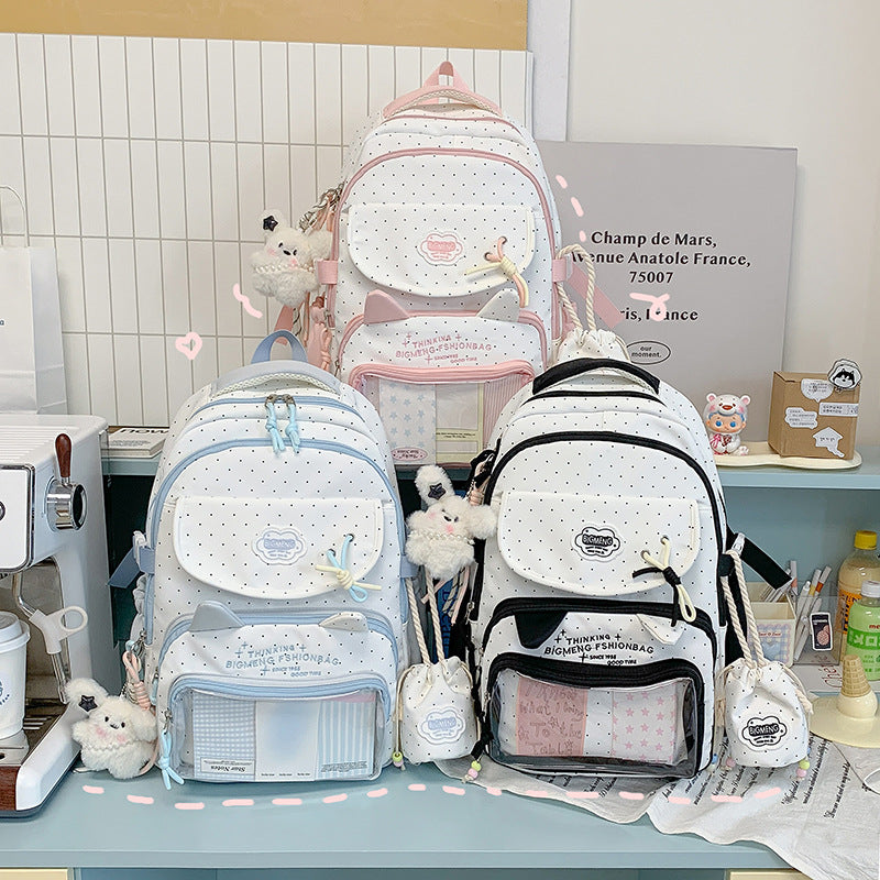 Polka Dot Design Backpack with Multiple Compartments Stornfield