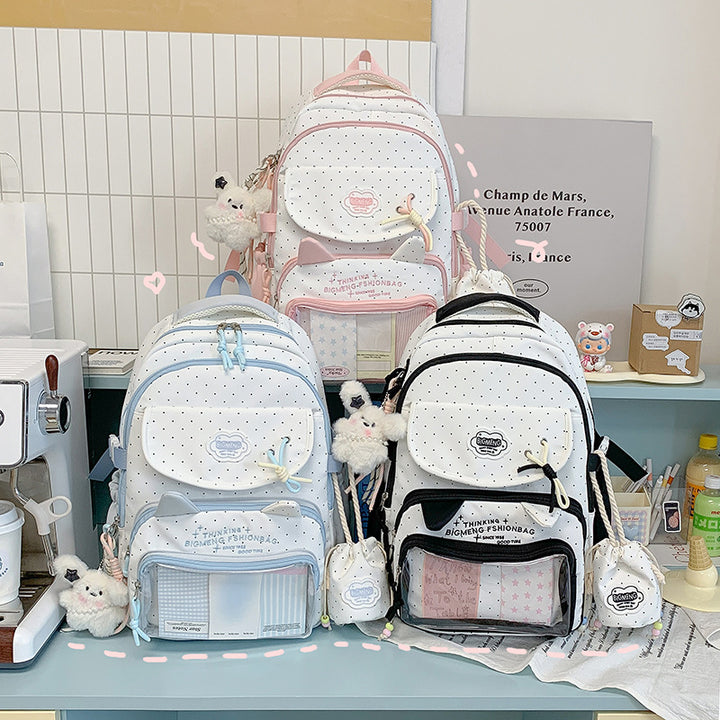 Polka Dot Design Backpack with Multiple Compartments Stornfield