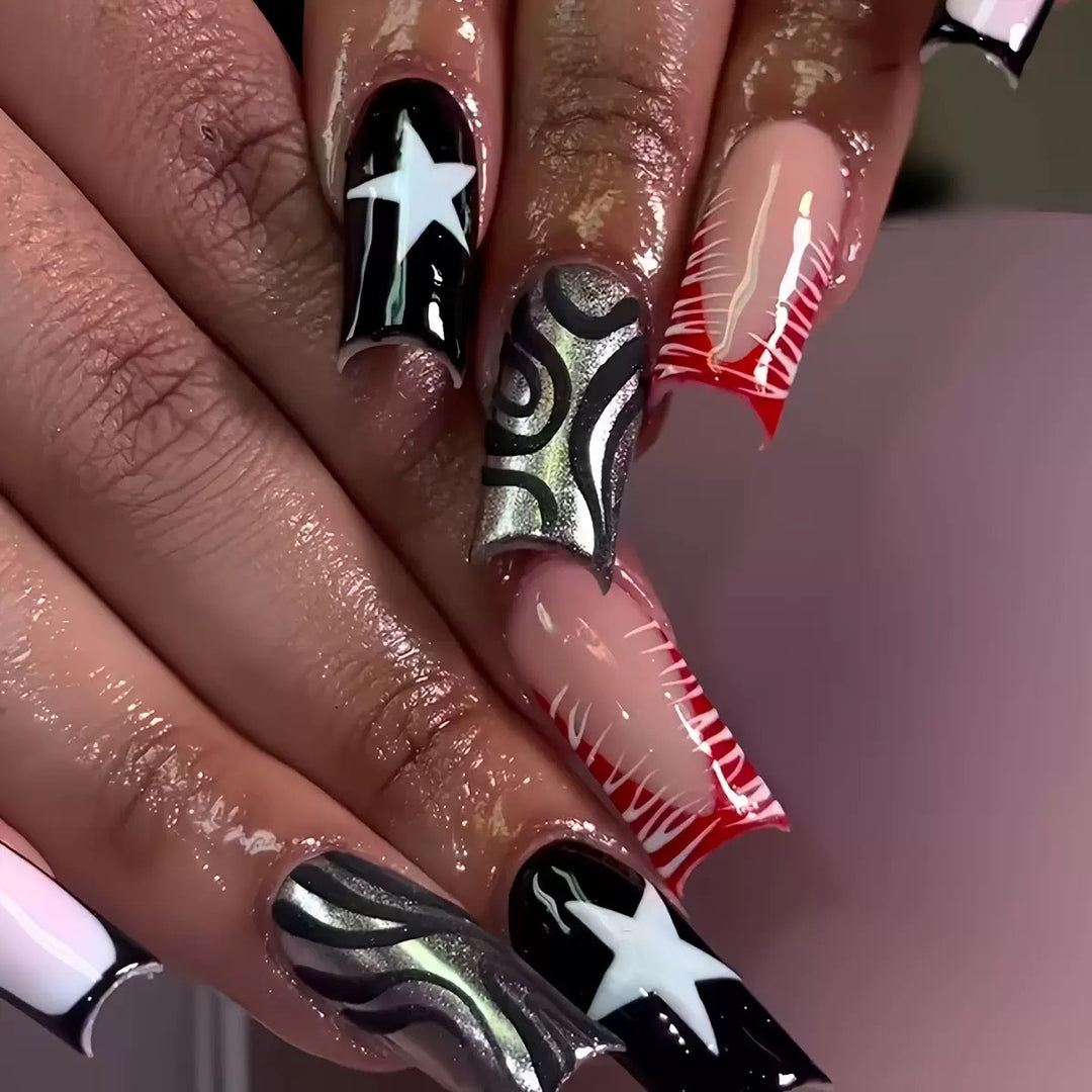 Graphic Artistic Press-On Nail Set Stornfield
