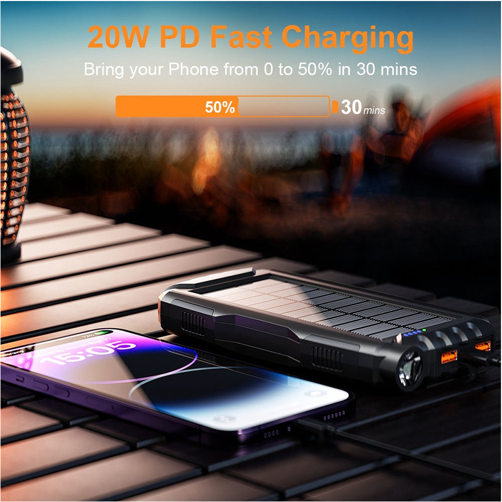 Robust Solar Power Bank with LED Flashlight Stornfield