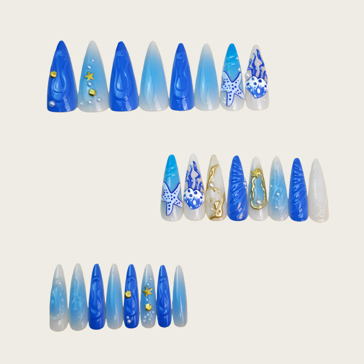 Exclusive artificial nails with maritime design Stornfield