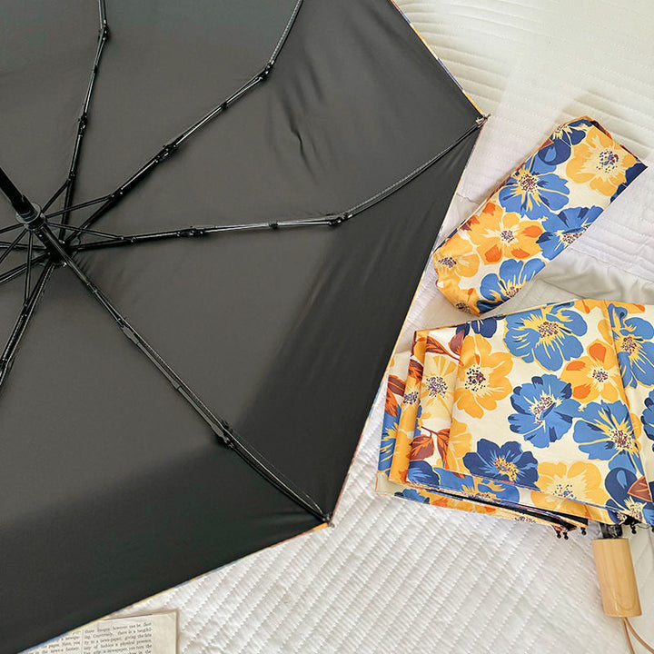 Women Folding Umbrella with Detailed Floral Design Stornfield