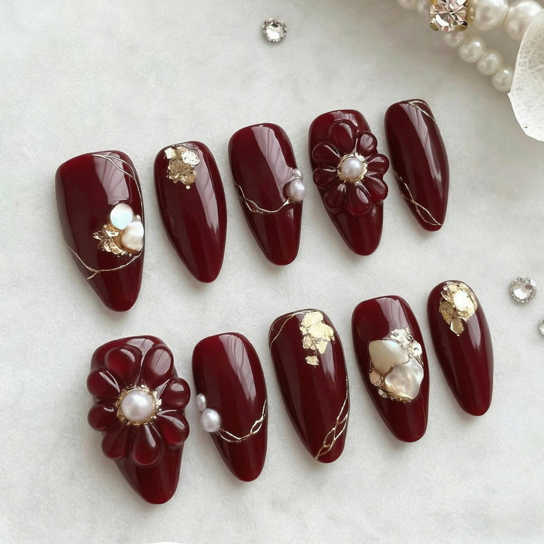 Floral-Embellished Press-On Nail Set Stornfield