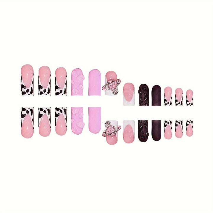 Decorative 3D Press-On Nail Art with Gemstone Accents Stornfield