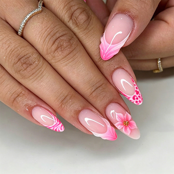 Nail Art Set with Floral Design and Glitter Details Stornfield