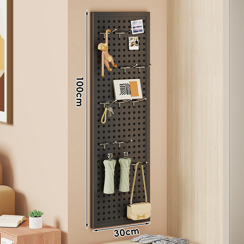 Wall-Mounted Perforated Pegboard Organizer Panel with Modular Hooks