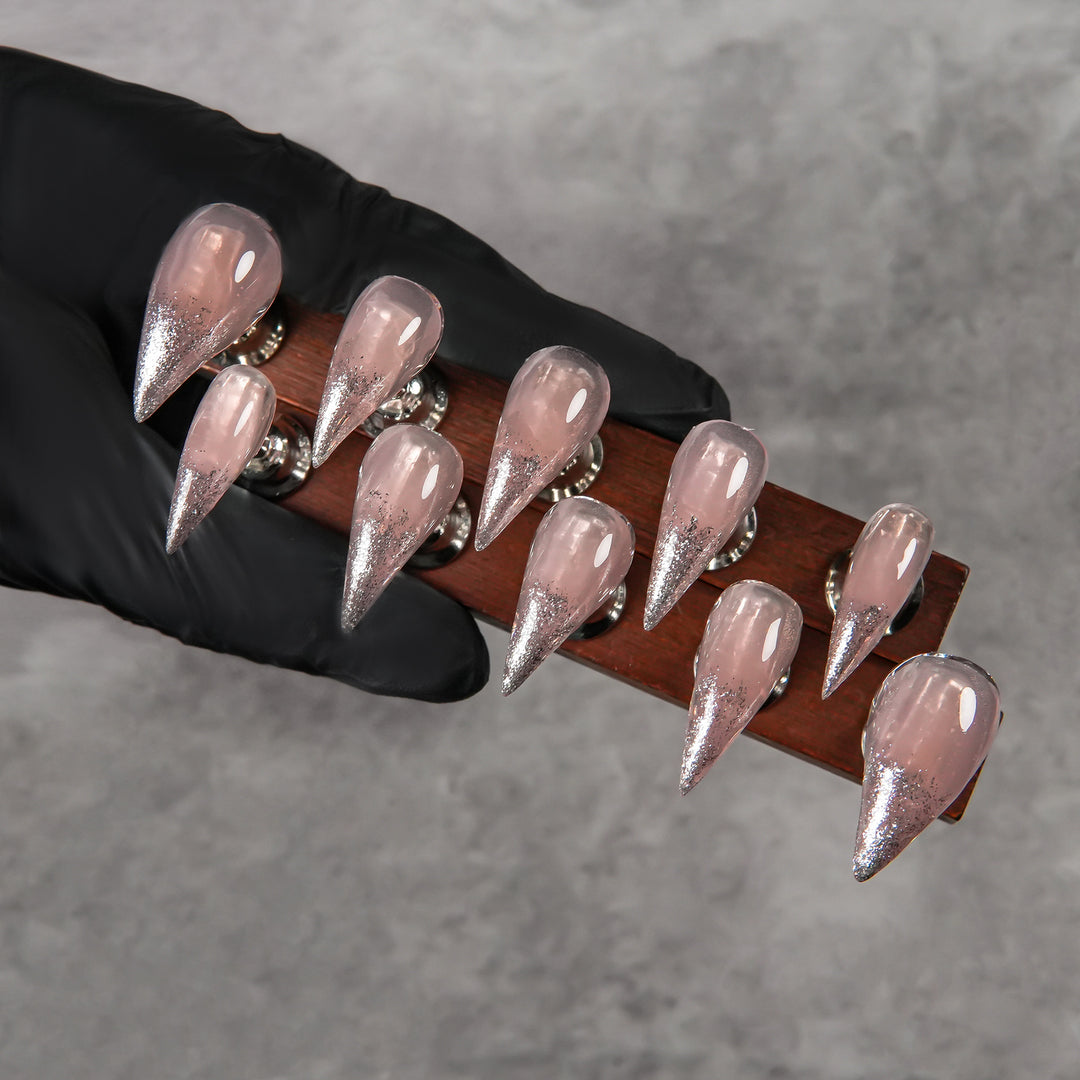 Stiletto Press-On Nail Enhancements with Gem Accents