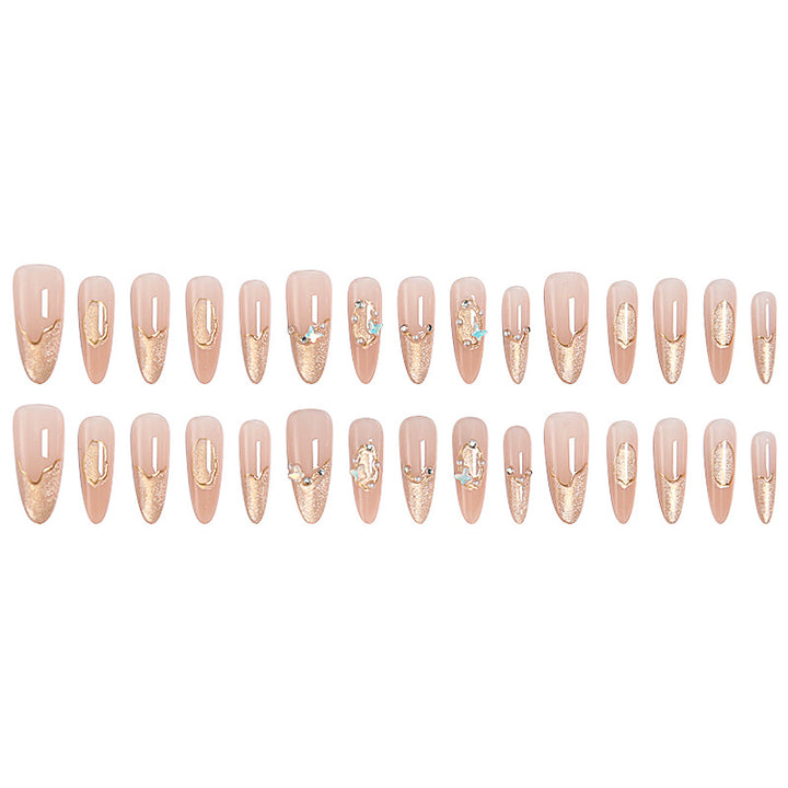 Art nail set with elegant gold glitter design Stornfield