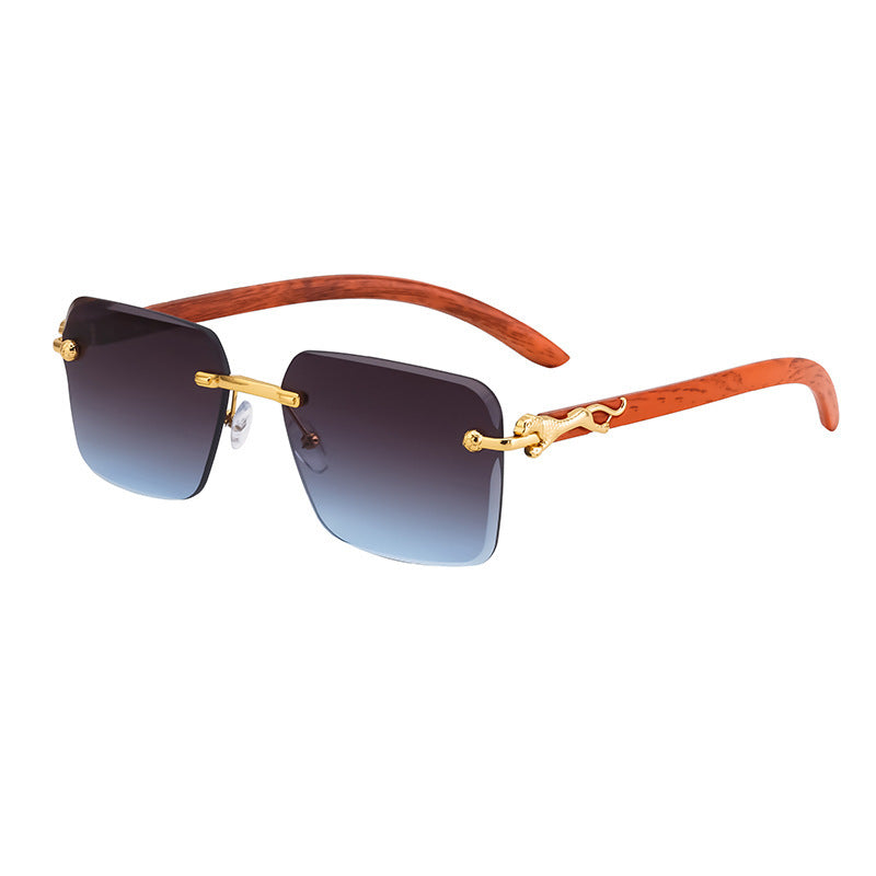 Women’s Fashion Square Sunglasses with Elegant Wooden Arms Stornfield