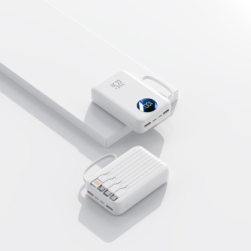 Portable power bank with integrated digital capacity display and flexible cable management Stornfield