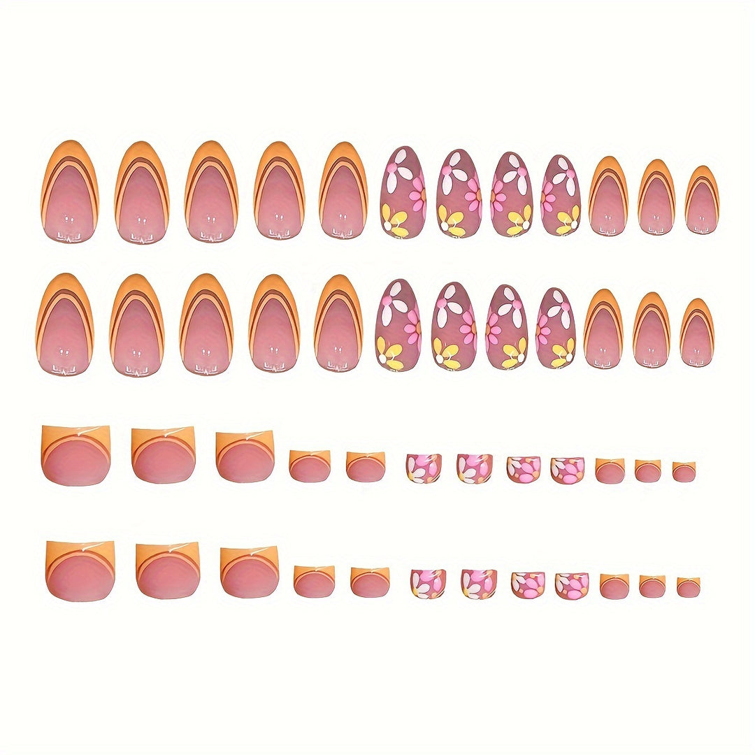 Decorative Floral Themed Press-On Nails Stornfield