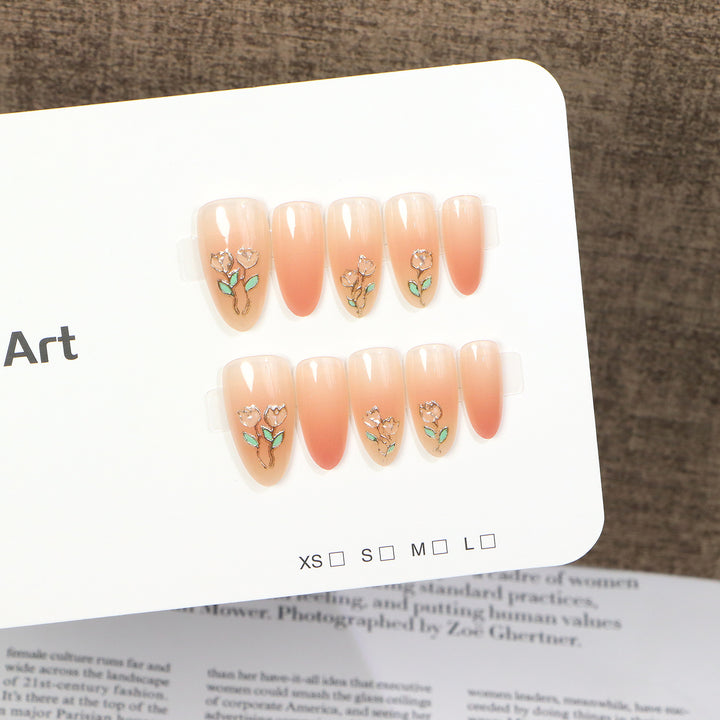 Artistic Floral Press-On Nails Set Stornfield