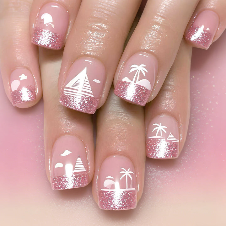 Tropical Beach-Themed Nail Art Design Stornfield