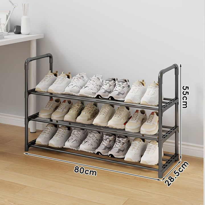 Multi-Tier Tall Steel Shoe Rack Organizer with Adjustable Shelves and Non-Slip Slats