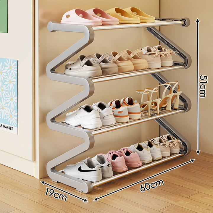 Compact Z-Shaped Multi-Tier Space-Saving Shoe Rack Organizer