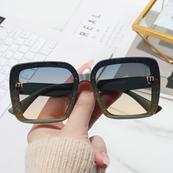 Ladies fashionable square sunglasses with shimmering frame Stornfield