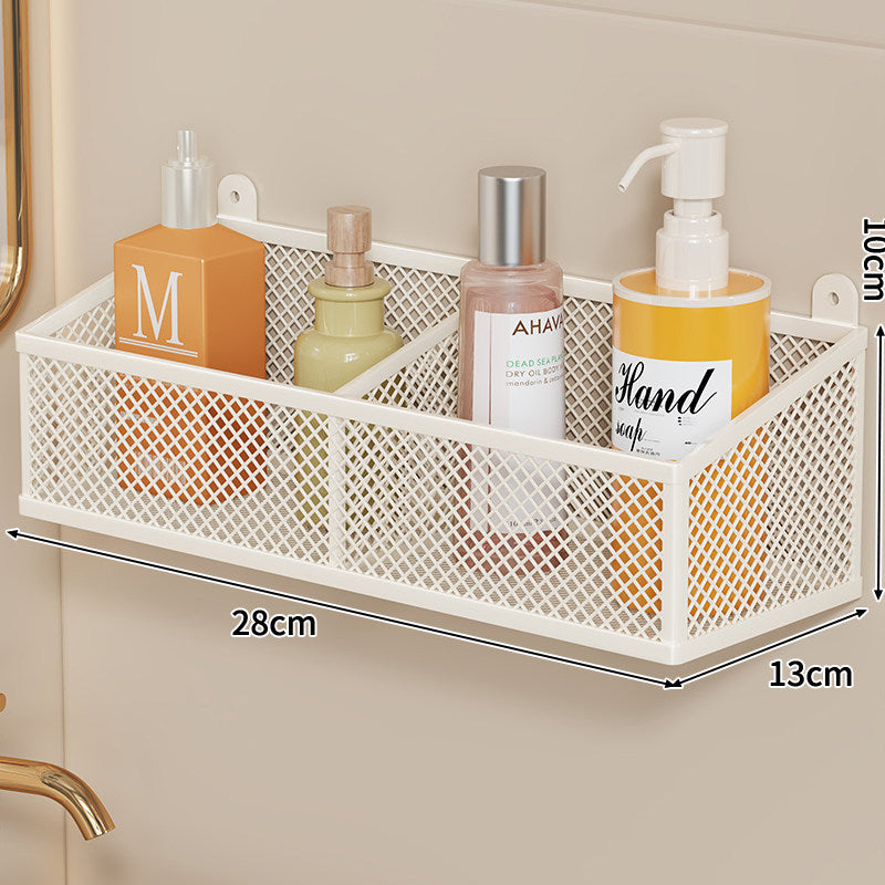 Wall-Mounted Metal Mesh Bathroom Storage Basket