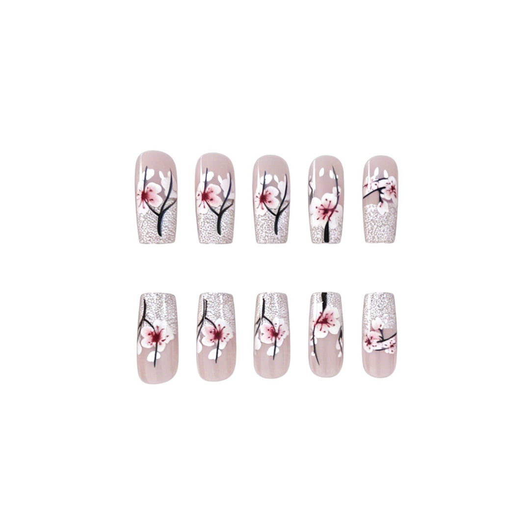 Floral Glitter Acrylic Nail Enhancements Stornfield