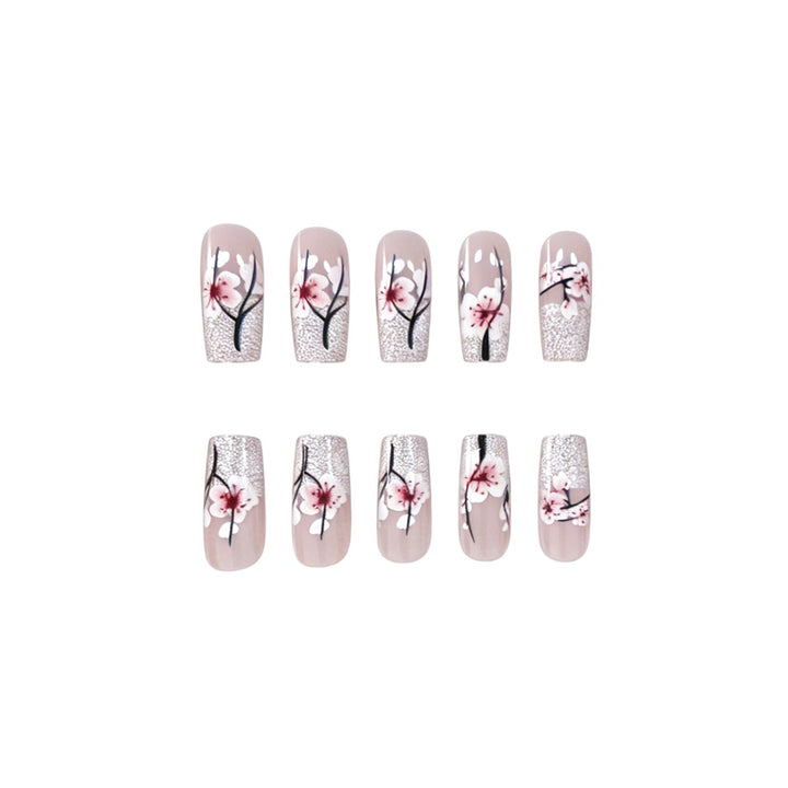 Floral Glitter Acrylic Nail Enhancements Stornfield