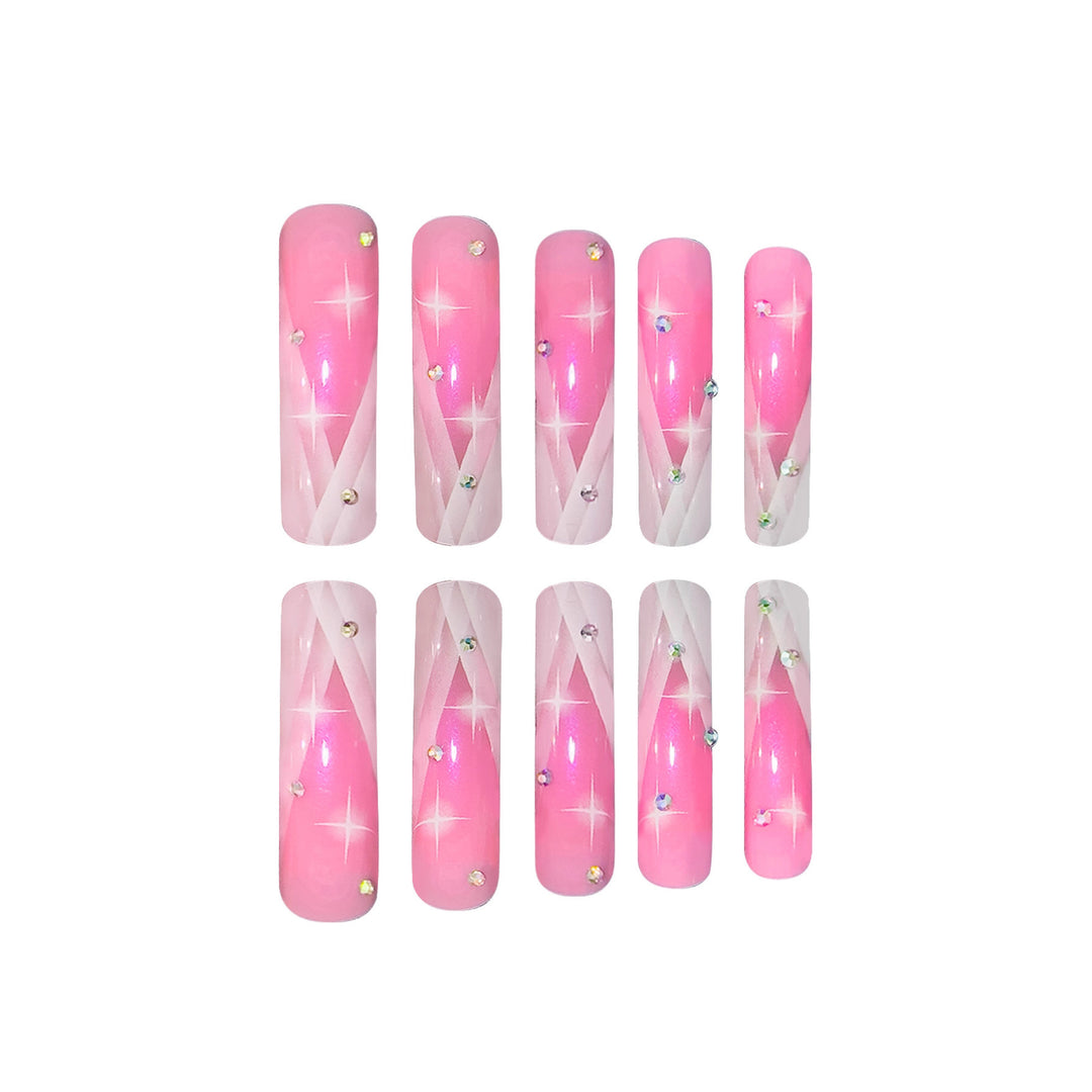 Decorative Stiletto Press-On Nails with Rhinestone Accents Stornfield