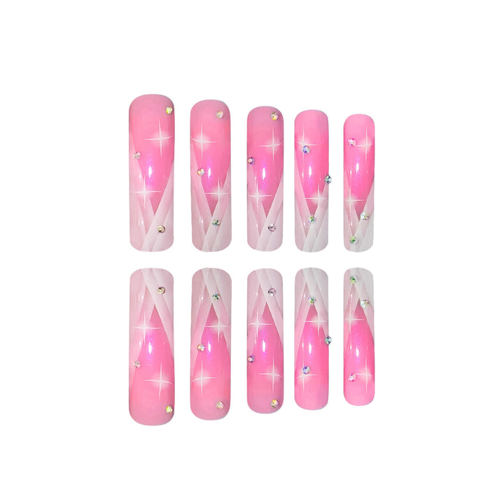 Decorative Stiletto Press-On Nails with Rhinestone Accents Stornfield
